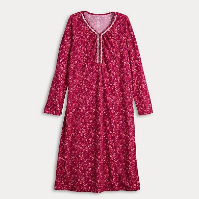 Women's Croft & Barrow® Long Sleeve Sleep Knit Gown