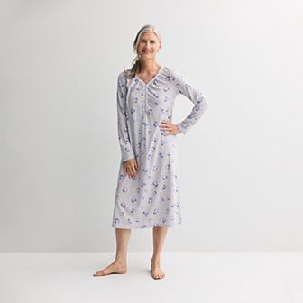 Women's Croft & Barrow® Long Sleeve Sleep Knit Gown