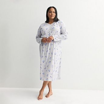 Plus Size Croft & Barrow® Long Sleeve Sleep Knit Gown