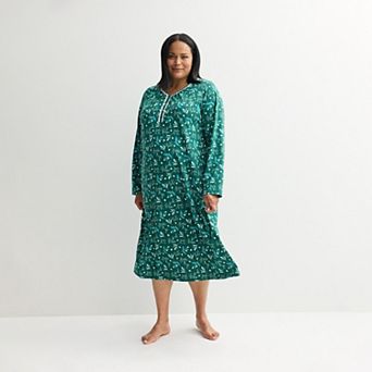 Plus Size Croft & Barrow® Long Sleeve Sleep Knit Gown