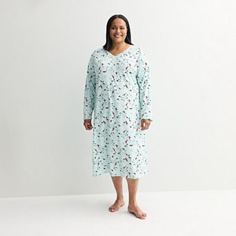 Plus Size Croft & Barrow® Long Sleeve Sleep Knit Gown