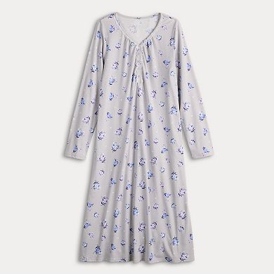 Petite Croft & Barrow® Long Sleeve Sleep Knit Gown