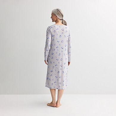 Petite Croft & Barrow® Long Sleeve Sleep Knit Gown