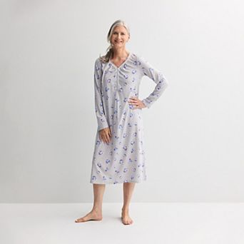 Petite Croft & Barrow® Long Sleeve Sleep Knit Gown