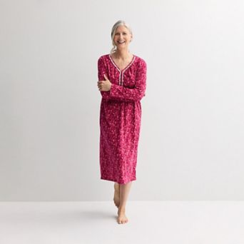 Petite Croft & Barrow® Long Sleeve Sleep Knit Gown