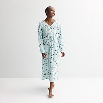 Petite Croft & Barrow® Long Sleeve Sleep Knit Gown