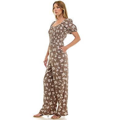Juniors' Lily Rose Puff Sleeve Jumpsuit