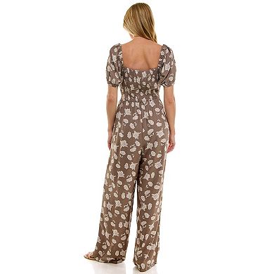 Juniors' Lily Rose Puff Sleeve Jumpsuit
