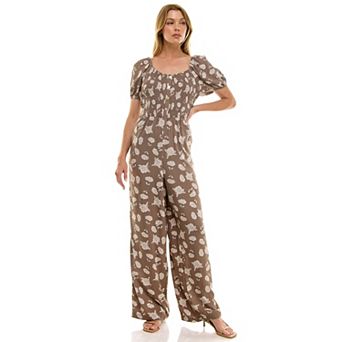 Juniors' Lily Rose Puff Sleeve Jumpsuit