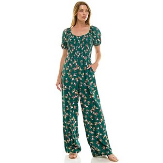 Juniors' Lily Rose Puff Sleeve Jumpsuit