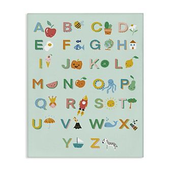 Stupell Home Decor Alphabet Chart on Mint Green Canvas Wall Art