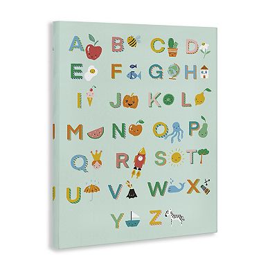 Stupell Home Decor Alphabet Chart on Mint Green Canvas Wall Art