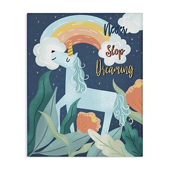 Stupell Home Decor Never Stop Dreaming Unicorn Canvas Wall Art