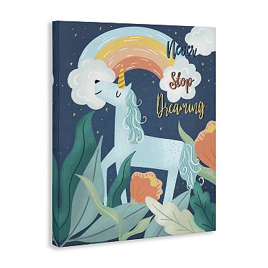 Stupell Home Decor Never Stop Dreaming Unicorn Canvas Wall Art