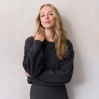 Women's LC Lauren Conrad Crewneck Cabled Pullover