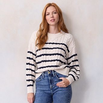 Women's LC Lauren Conrad Crewneck Cabled Pullover