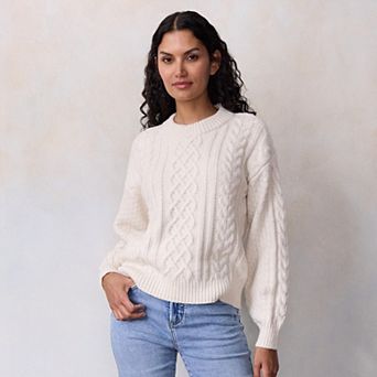 Women's LC Lauren Conrad Crewneck Cabled Pullover