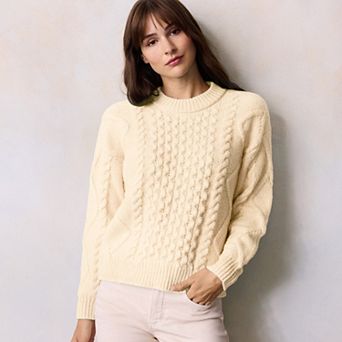 Women's LC Lauren Conrad Crewneck Cabled Pullover