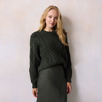 Women's LC Lauren Conrad Crewneck Cabled Pullover