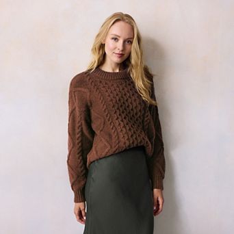 Women's LC Lauren Conrad Crewneck Cabled Pullover