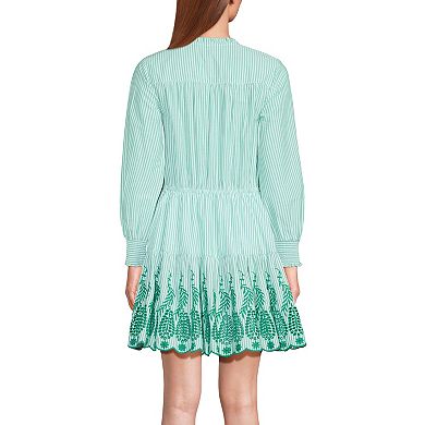 Women's Lands' End Long Sleeve Eyelet Mini Popover Dress