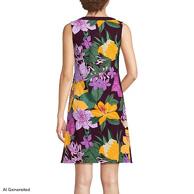 Women's Lands' End Cotton Jersey Notch Neck Dress