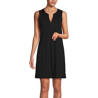 Women's Lands' End Cotton Jersey Notch Neck Dress