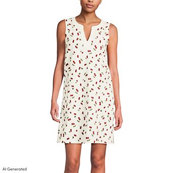 Women's Lands' End Cotton Jersey Notch Neck Dress