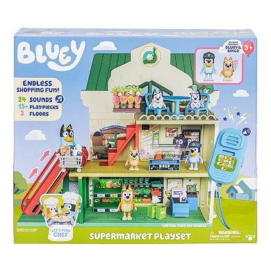 Bluey Supermarket Playset 24 Sounds 15-piece Play House