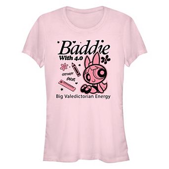 Juniors' The Powerpuff Girls Blossom Baddie With 4.0 Big Valedictorian Energy Fitted Graphic Tee