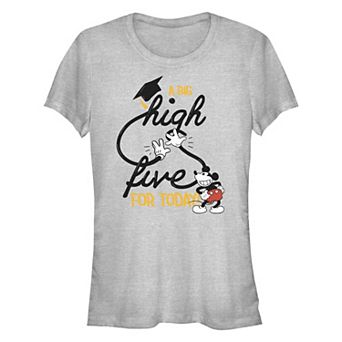 Disney's Mickey Mouse A Big High Five For Today Juniors' Fitted Graphic Tee