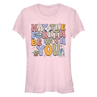 Juniors' Star Wars The Mandalorian May The Fourth Be With You Fitted Graphic Tee