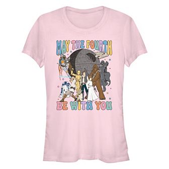 Juniors' Star Wars May The Fourth Be With You Character Collage Fitted Graphic Tee