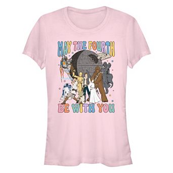 Juniors' Star Wars May The Fourth Be With You Character Collage Fitted Graphic Tee