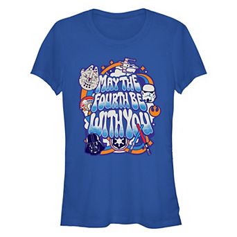 Juniors' Star Wars May The Fourth Be With You Fitted Graphic Tee
