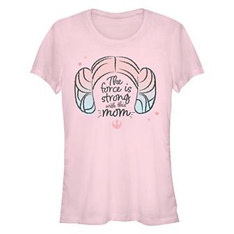 Women's Star Wars Princess Leia The Force Is Strong With This Mom Fitted Graphic Tee