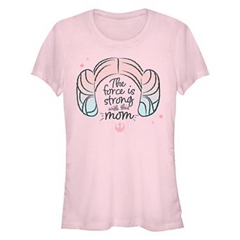Women's Star Wars Princess Leia The Force Is Strong With This Mom Fitted Graphic Tee