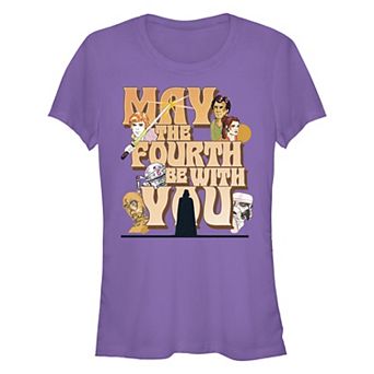 Juniors' Star Wars May The Fourth Be With You Vintage Fitted Graphic Tee