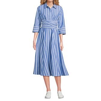 Women's Lands' End Midi Wrap Front Dress