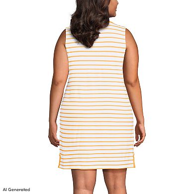 Plus Size Lands' End Cotton Jersey Notch Neck Dress