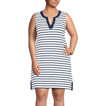 Plus Size Lands' End Cotton Jersey Notch Neck Dress