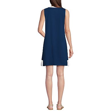 Plus Size Lands' End Cotton Jersey Notch Neck Dress
