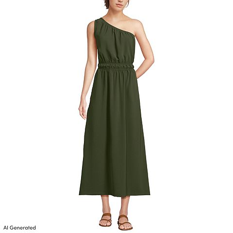 Женские платья Lands' End Creaseless One Shoulder Midi Dress