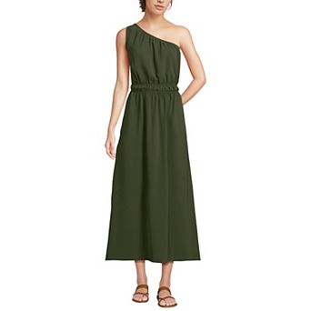 Women's Lands' End Creaseless One Shoulder Midi Dress