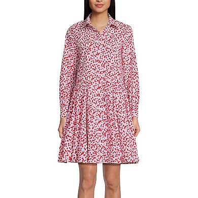 Women's Lands' End Poplin Button Front Dress with Godets