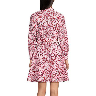 Women's Lands' End Poplin Button Front Dress with Godets