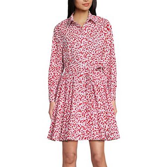 Women's Lands' End Poplin Button Front Dress with Godets