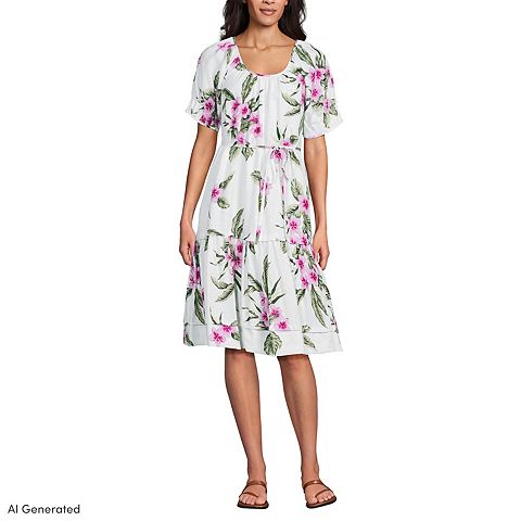 Женские платья Lands' End Pleated Knee Length Dress