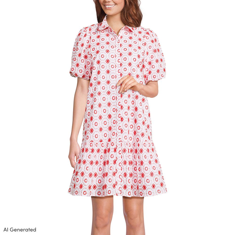 lands' end shirt dress Lands' End Women's Denim Button Front Midi Shirt Dress