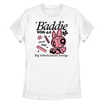 Juniors' The Powerpuff Girls Blossom Baddie With 4.0 Big Valedictorian Energy Graphic Tee